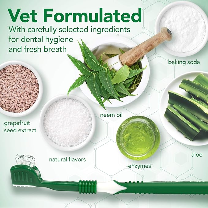 Vet's Best Ear Relief Finger Wipes | Ear Cleansing Finger Wipes for Dogs | Sooths & Deodorizes & Dog Toothbrush & Toothpaste Kit - Natural Ingredients Reduce Plaque, Whiten Teeth, Freshe