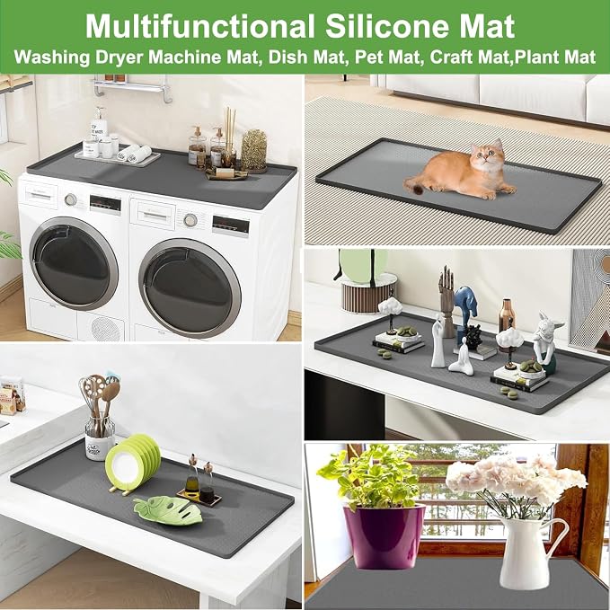 51"x 25.6" XXXL Waterproof Kitty Litter Silicone Box Mat,Cat Litter Mat Extra Large for Scatter Control, No-Slip Soft Pet Trapping Litter Rug Pad, Machine Washable, Dark Gray