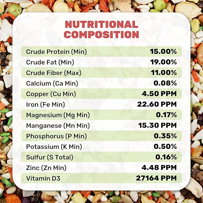 Small Hookbill Cuisine Parrot Food 4 Lb Premium Birdseeds for Parrot, Bird Food for Small Hookbill, Supports Daily Energy, Growth & Digestive Health, Nutrient-Rich Parrot Bird Seed for Outside Feeders