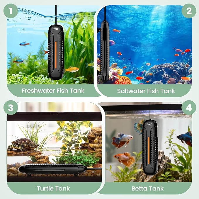 hygger 800W Aquarium Heater with Controller, Submersible Fish Tank Heater Intelligent Leaving Water Automatica Stop Heating and Overheat Protection, 80-220 Gal Turtle Heaters for Freshwater Saltwater