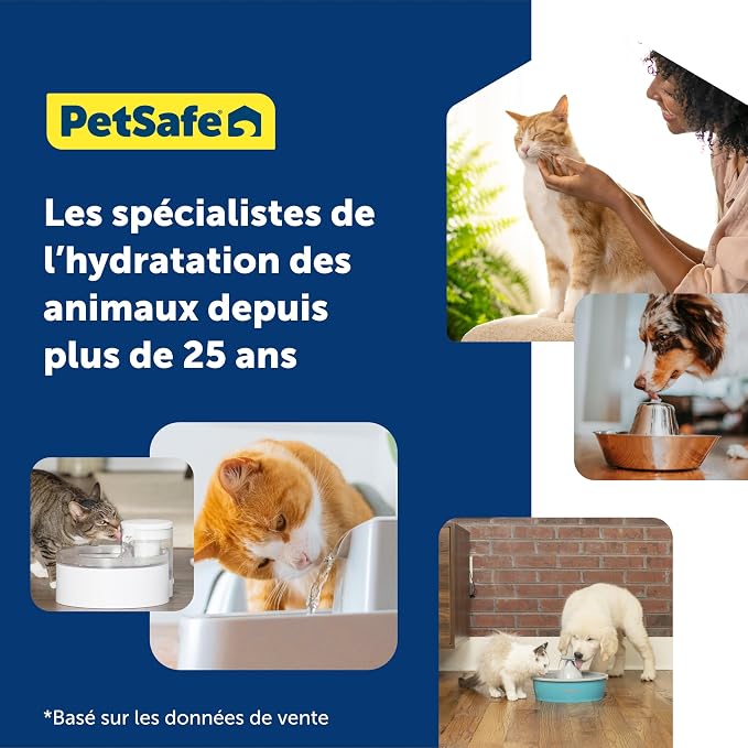 PetSafe Viva Pet Fountain - Encourages Healthy Hydration - Automatic Water Dispenser with Double Filtration - Ultra Quiet Water Fountain - Easy to Assemble & Clean - Stainless Steel - 64 oz