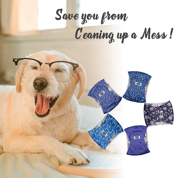 Male Dog Diapers, High Absorbing Dog Belly Bands for Male Dogs, Washable Reusable Dog Males Wraps(5 Pack)