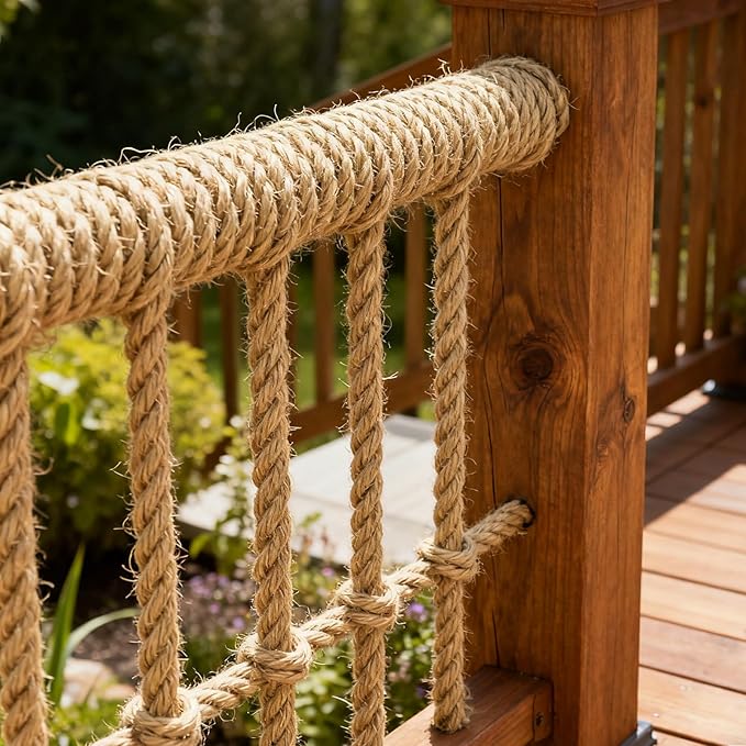 Jute Rope 1 in×25 ft Natural Material Heavy Duty Jute Rope Twisted for Indoor Outdoor Crafts, Nautical, Tug of War, Railing, Hammock, Swing, Gardening