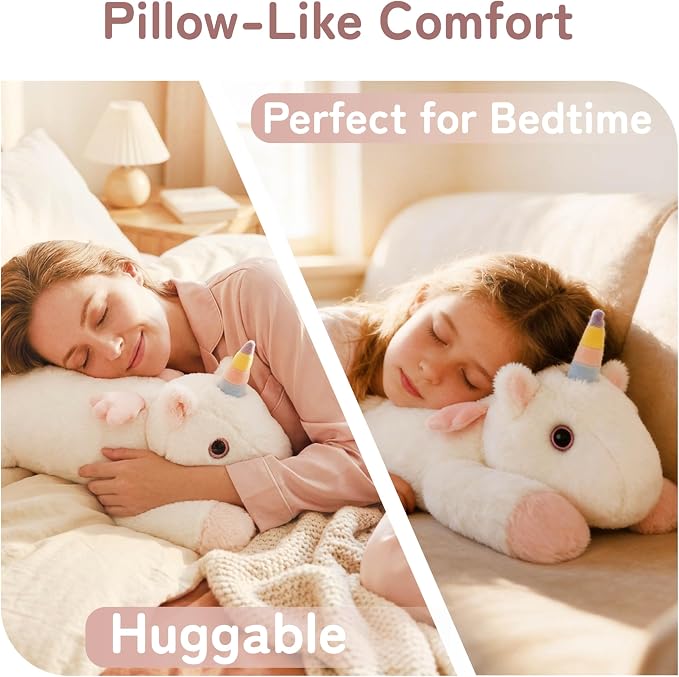 Niuniu Daddy 25" 5 lb Weighted Unicorn Stuffed Animal for Adults Kids, Giant Large Plush Toy, Soft Body Pillow for Sleeping, Huggable Gift for Everyday Comfort