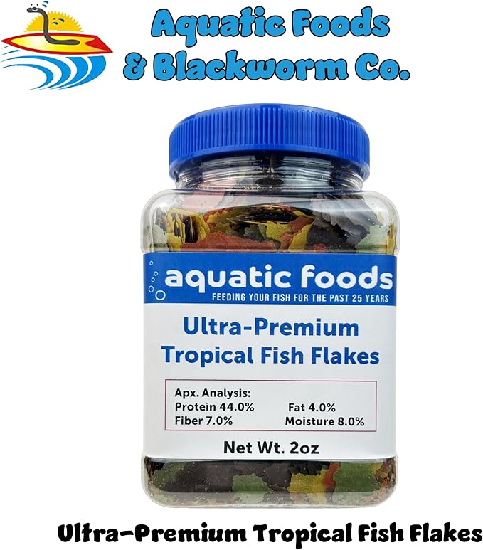 Ultra Premium Tropical Fish Flakes with Krill and Shrimp Meal, Spirulina for All Tropical Fish Also Pellet Mix, Wafer Mix Included…2oz