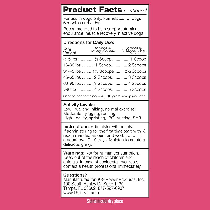 K9Power Super Fuel – Muscle Builder for Working, Performance & Sporting Dogs – Boost Stamina, Recovery & Joint Support – Milk Protein Isolate, Creatine, Salmon Oil, Chondroitin, Probiotic, Kelp & more
