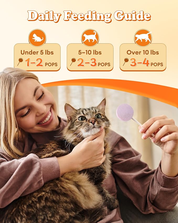 50 Pack Freeze Dried Cat Lollipop Treats, 5 Flavors, 70% High Protein Natural Cat Treats for Hairball Control & Urinary Health, Interactive Cat Toy,Cat Birthday Treats& Food Toppers