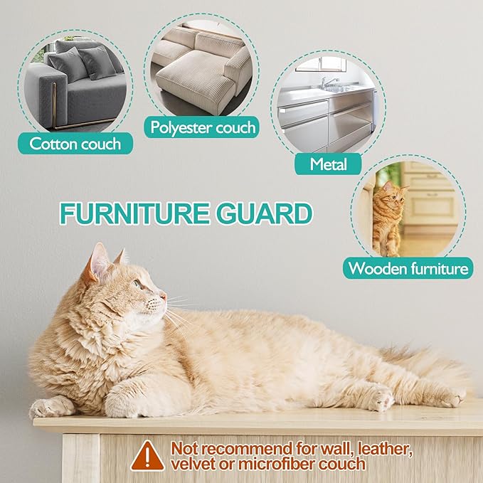 190"x17" Heavy Duty Anti Cat Scratch Furniture Protector, Flexible Couch Corner Protector from Cats Claws, Single-Sided Self Adhesive Cat Scratch Deterrent Tape