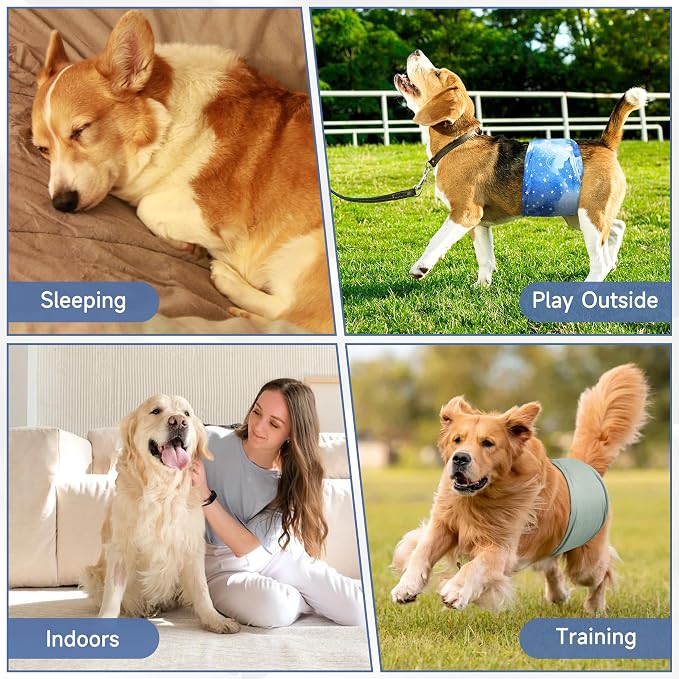 5 Pack Dog Diapers Male, High Absorbing Dog Wraps, Belly Bands for Male Dogs with Incontinence or Frequent Urination, Washable Doggie Diapers Star XS