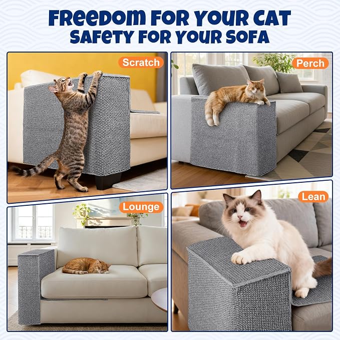 Cat Scratcher Couch Protector - Couch Corner & Armrest Protectors for Cats, Furniture Sofa Protector from Cat Claws Scratch