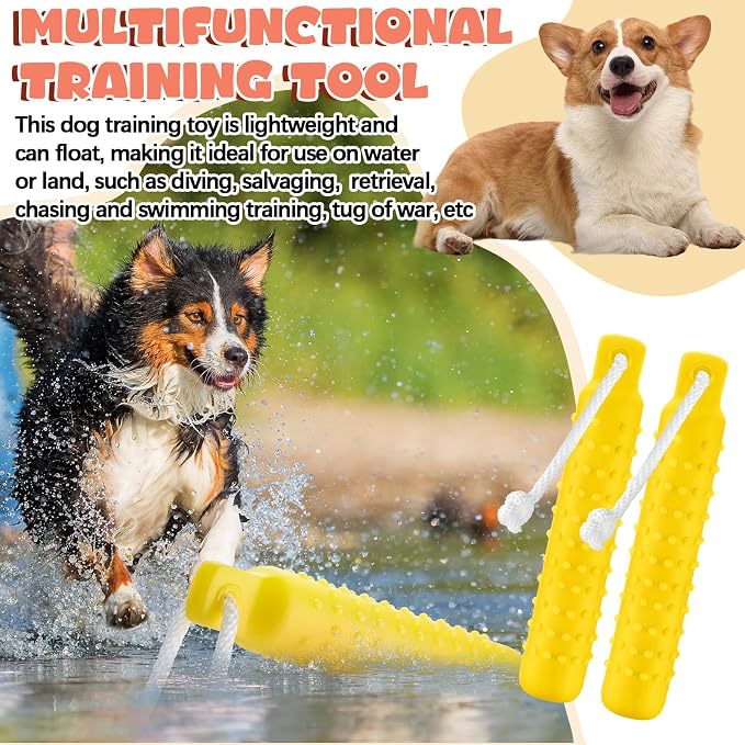 Blueweenly 4 Pcs Dog Bumper Toy for Water Retrieving Plastic Puppy Training Dummy Dog Float Toy Lightweight for Float on The Water Pool Outdoor Training Hunting Fetching (Red,Orange,Yellow,Green)
