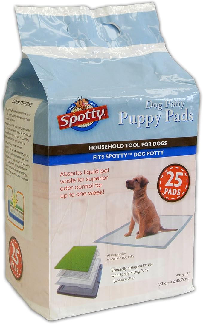 Spotty Super Absorbent Heavy Duty 5 Layer Housebreaking Training Leak Proof Pet Puppy Dog Pee Pads, 25 Count
