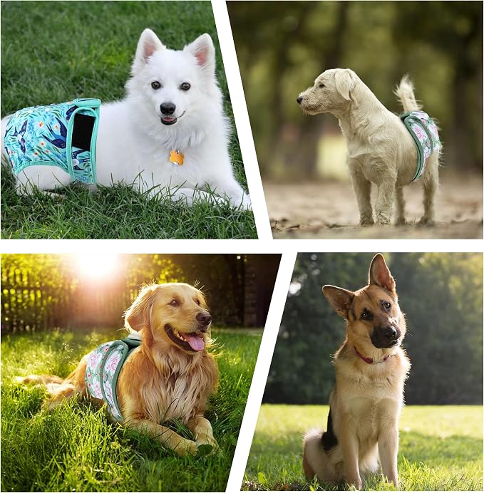 3Pack Dog Diapers Female,Washable Diaper for Doggie,Highly Absorbent Reusable Dog Diaper,Adjustable Leakproof Puppy Girl Dog Diapers for Heat,Incontinence,Period Doggy Nappies