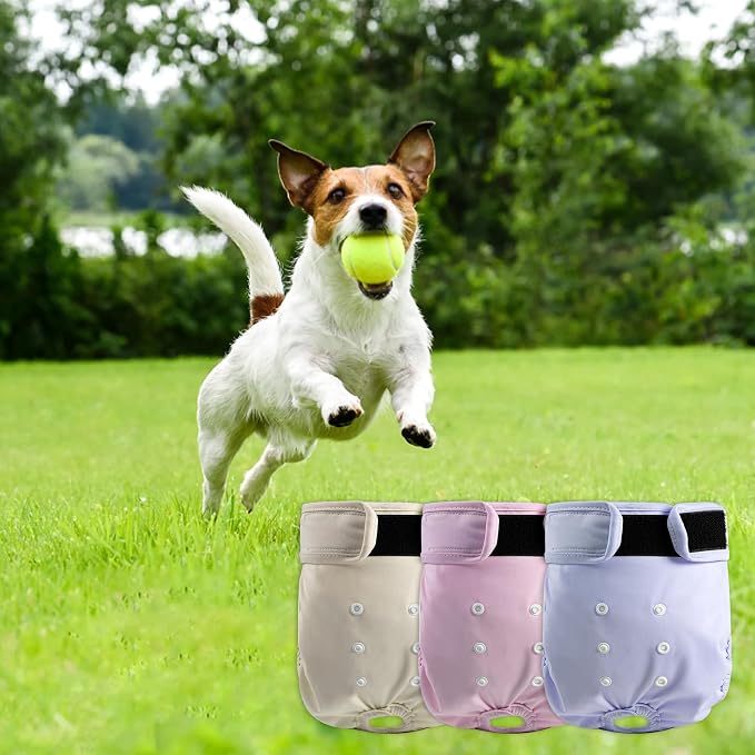 3 Pack Washable Female Dog Diapers,Reusable Diaper for Doggie,Highly Absorbent Dog Diaper,Adjustable Leakproof Puppy Diapers Skirt for Heat,Incontinence,Period Doggy Nappies S