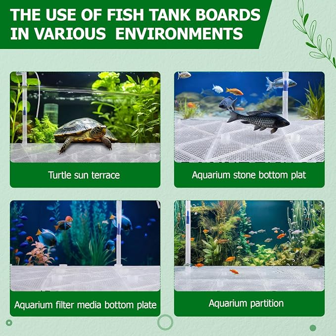 Sieral Under Gravel Aquarium Filter for 40-55 Gallon Tanks, 16 Pcs 5.7'' x 5.7'' Clear Plates, Under Gravel System with 4 Uplift Tube and 1 Filter Cotton, for Fish Tank Fresh and Saltwater