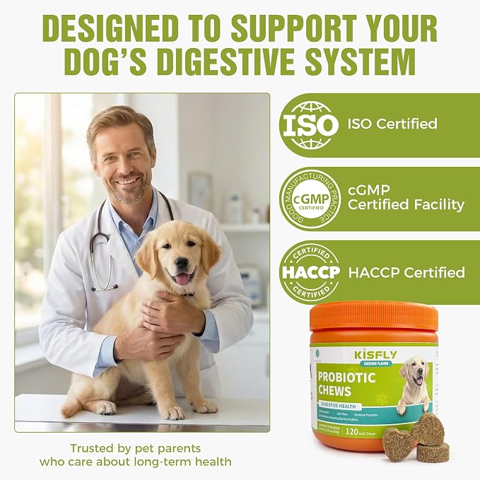 Probiotics for Dogs, Soft Chews for Gut & Digestive Health | Helps support dogs with diarrhea, gas, loose stools, and sensitive stomachs, Immune & Allergy Support