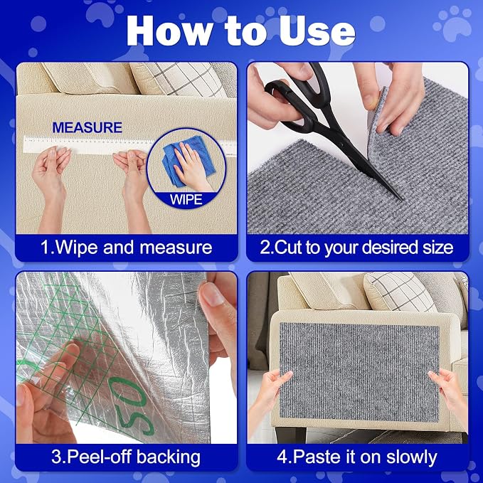 ENONCI Anit Cat Scratch Couch Furniture Protector,78.7x15.8 Cat Wall Corner Scratcher Pads Mat,DIY Climbing Scratching Carpet Post Board Replacement