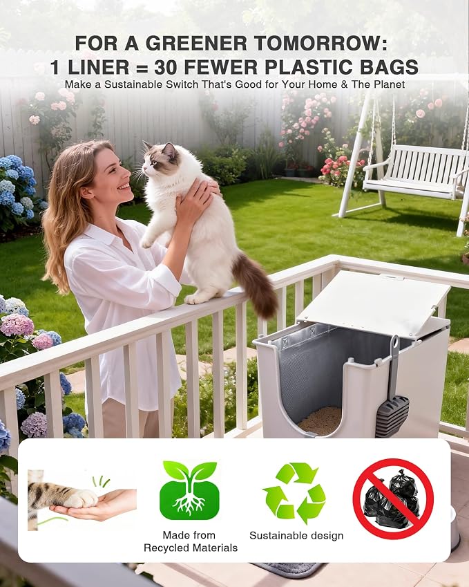 4 Pack Litter Box Liners F Compatible with Modkat Litter Box, Reusable Litter Liners for Modkat Cat Litter Box Type-F with Heavy-Duty Carrying Handles