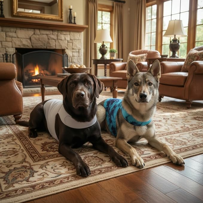 DAJIDALI® Dog & Cat Anxiety Vest & Spay Recovery Suit – Silent Adjustable Calming Wrap for Surgery & Thunderstorms – 2-Piece Cone & Recovery Onesie Alternative