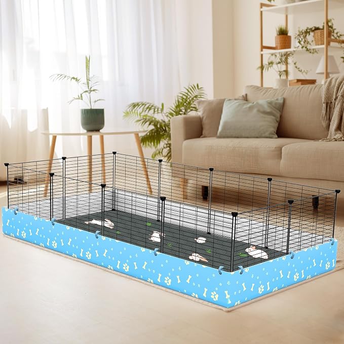Guinea Pig Cage Liner, Reusable Guinea Pig Bedding Washable Absorbent Pee Pads for Dogs Kitten Rabbit Chinchilla Hamster, Leakproof & Anti Slip (4, C&C 2*4, 24"x47")