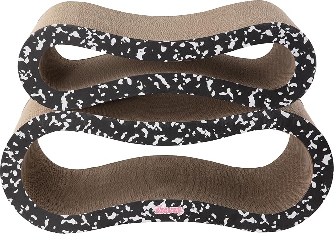 Suvi 26" Modern Cardboard Infinity 2-in-1 Lounge Bed Cat Scratcher with Catnip, Black and White Composition Notebook, Corrugated Scratching Surface and Tunnel for Indoor Cats CSR1014G