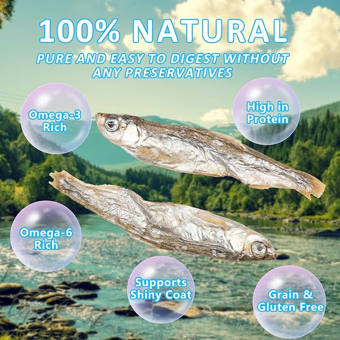 Minnows Freeze Dried Minnows, 100% Natural Premium Cat & Dog Treats, Freeze Dried Pet Treats for Cats Dogs Bulk Package (4.5 OZ)
