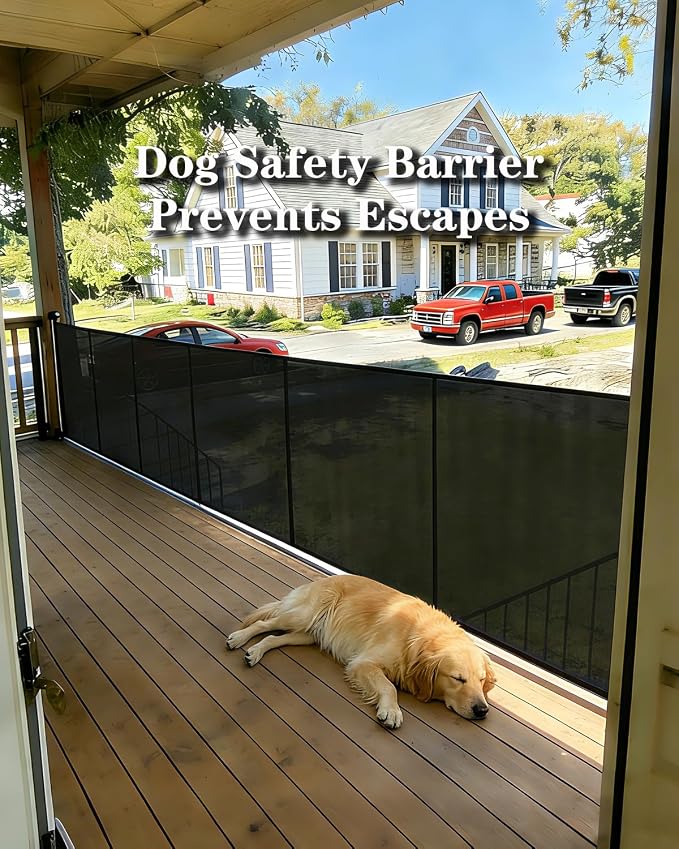 240'' Extra Wide Retractable Baby Gates for Large Opening, 42" Tall Retractable Dog Pet Gate with Support Rods, Long Mesh Screen Child Safety Gate for Garage Doorways Deck Stairs Yard Outdoor Indoor
