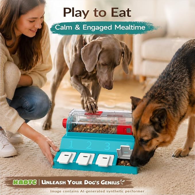 KADTC Dog Puzzle Toy, XL Size, 2 Levels of Challenge, Paw-Activated Rolling Treat Dispenser, Slow Feeder & Mental Stimulation for Medium/Large Dogs Enrichment Toys