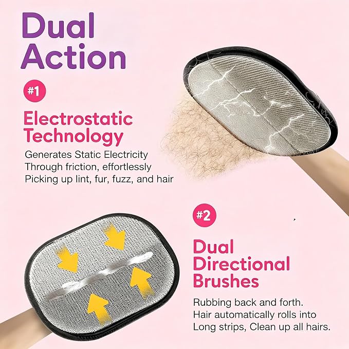 Electrostatic Pet Hair Remover Glove, Pet Hair Remover Glove, Electrostatic Pet Hair Grooming Gloves, Pet Hair Removal Glove for Dogs & Cats
