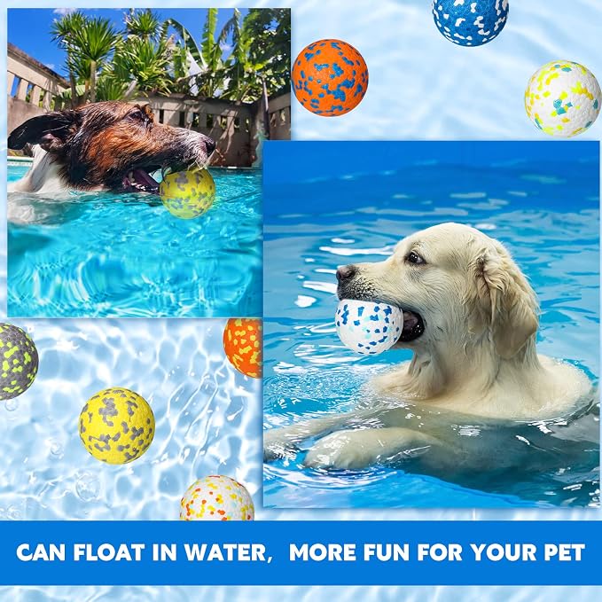 Lenwen 10 Pcs Dog Toy Balls Tennis Ball for Aggressive Chewers Interactive for Large Medium Small Puppy Boredom and Stimulating Bouncy Floating Rubber Toy(2.5 Inch,Bright Color)