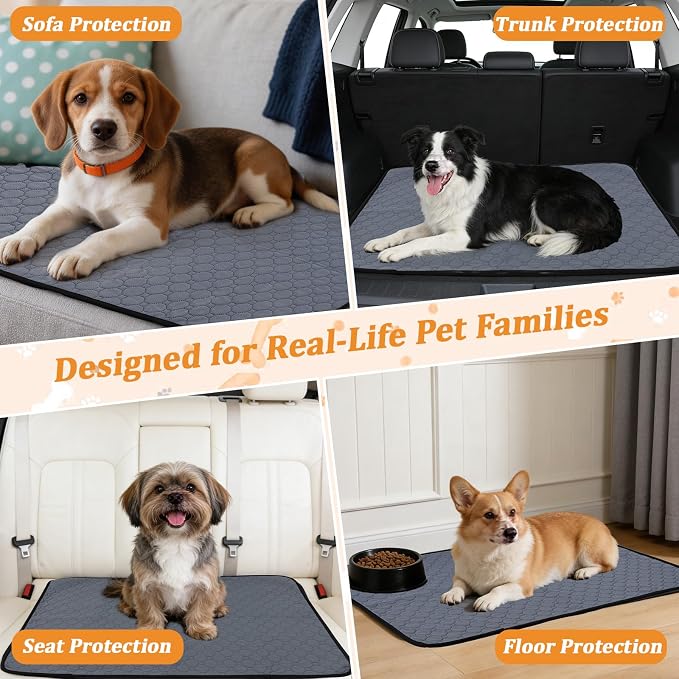 Washable Pee Pads for Dogs 2 Pack Reusable Puppy Pads Super Absorbent Waterproof Non Slip Dog Potty Training Pad 36x55 Inch for Large Dogs Crate Playpen Floor Protection