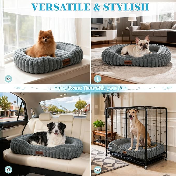 Orthopedic Dog Bed, Memory Foam Bolster Bed for Small Dogs | 25L x 21W x 4H, Bolster Sides Design, Washable Cover, Orthopedic Support Structure, Non-Slip Bottom, Small Dogs, Grey