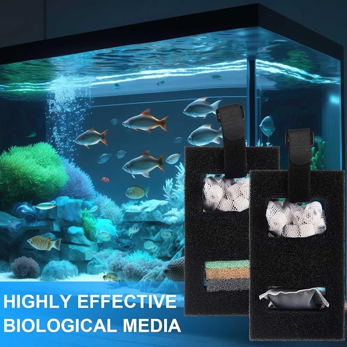 Threlaco 4 Set Aquarium Filter Compatible with Fluval SPEC, EVO, Betta and Flex Desktop Aquarium Series, Foam Filter, Carbon, Ammonia/Phosphate/Nitrite Remover Pad, Ceramic Ring, Cord, Grease & Bag