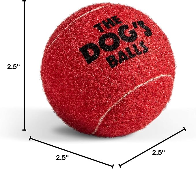 The Dog's Balls Dog Tennis Balls Tough 2.5" 12-Pack Red Floats in Water | Our fetch balls combine non-abrasive felt exterior and a thicker rubber core Durable Dog Toy for Outdoor Play & Training