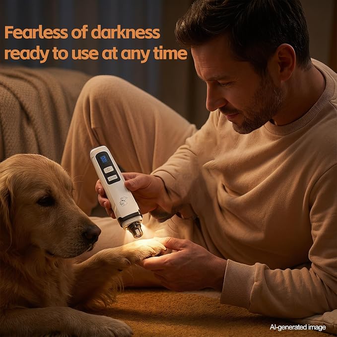 silent paws Dog Nail Grinder, 2-Speed Quiet Dog Nail Trimmer with Light | LCD Screen with Visible Battery Level,Pet Pro Grooming Tool for Small to Large Dogs & Cats