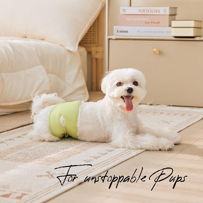 WICKEDPUP Male Dog Belly Band Kit, 50 Diaper Pads & 1 Reusable Male Wrap (Size 0 (10.5"-14" Waist))