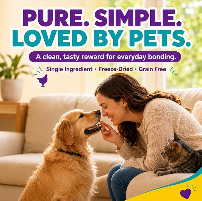 Freeze-Dried Chicken Treats for Dogs & Cats, 1.1 LB – Pure Single Ingredient Chicken, High-Protein Bites for Training, Grain Free