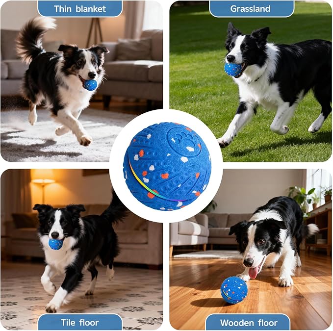 Interactive Dog Ball, Smart Moving Dog Toy with Colorful Lights, 3 Interactive Modes and TPU Material, Bouncing Ball for Dogs to Keep Them Entertained