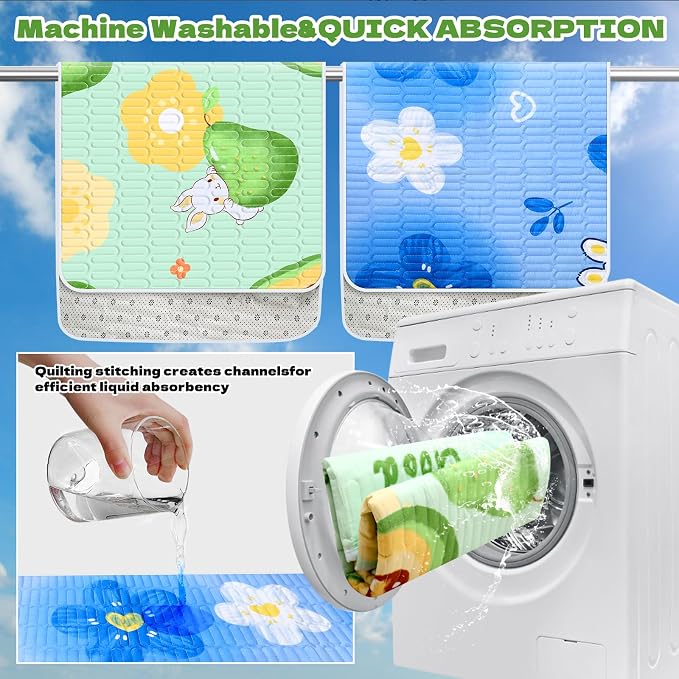 4 Pcs Guinea Pig Cage Liner, Washable Guinea Pig Bedding, Rabbit Bedding Waterproof Guinea Pig Pee Pads, Absorbent Guinea Pig Bedding for Small Animals Hamster Rabbit Squirrel Cage (Rabbit 47")