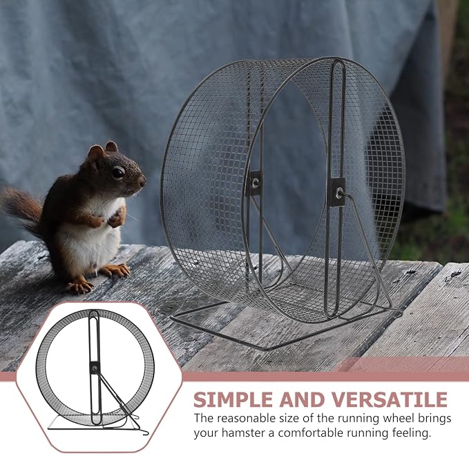 Mikikit Silent Hamster Running Wheel 11.02×10.23×5.90In Metal Mesh Track Quiet Exercise Toy for Hedgehogs Squirrels Guinea Pigs Indoor Cage Play