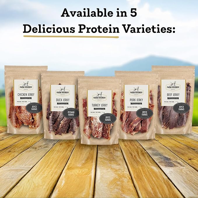 Farm Hounds - Dog Jerky Bundle - Premium Natural Jerky for Dogs - 100% Humanely Raised - Break-to-Size - No Added Fillers - Made in USA - 5 Pack