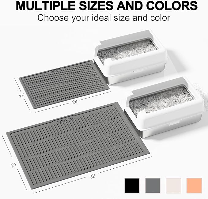 Durable Cat Litter Mat: Fewer Holes Edge Tears & Replacements | Large Thickened Silicone Mat Tested with 1,000+ Scratch Motions