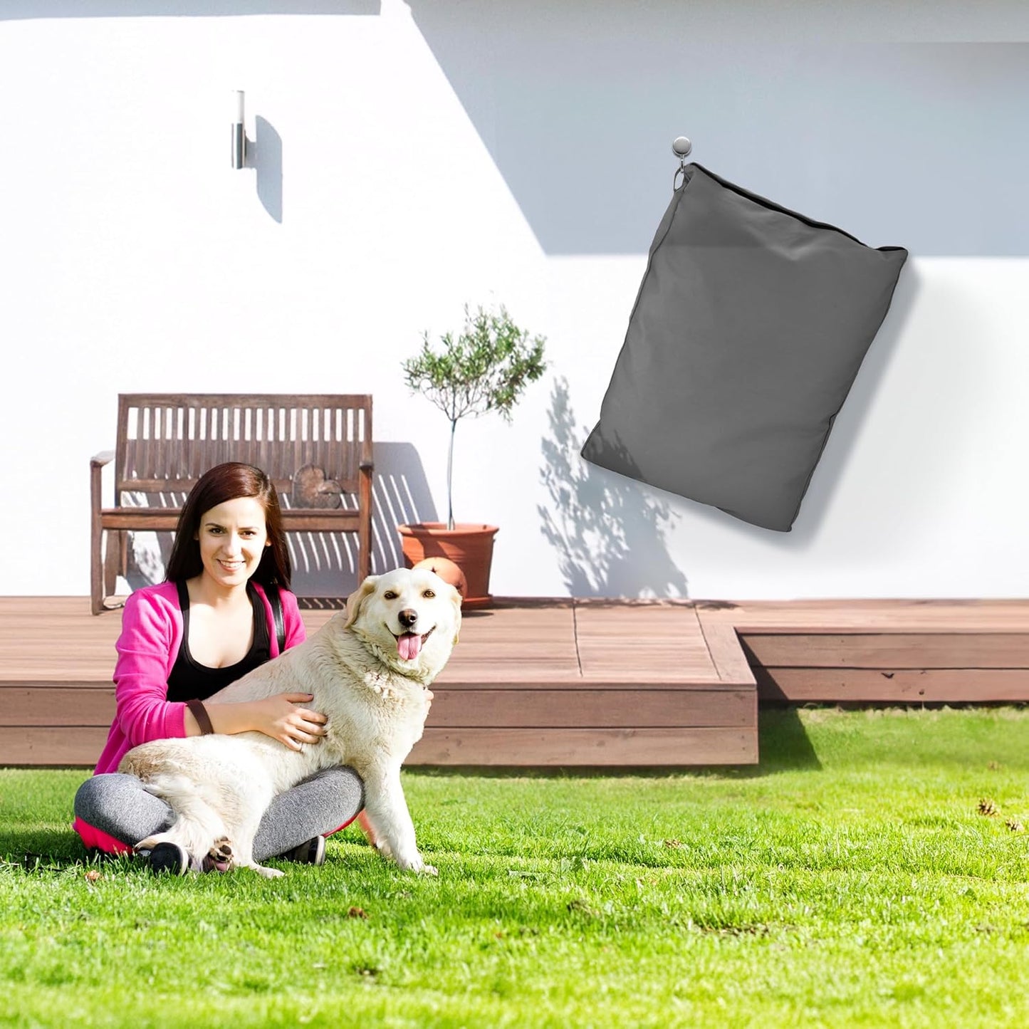 Sytopia 42-Inch Canvas Indestructible Outdoor Dog Bed, Waterproof & Washable Removable Cover, Ideal for Medium & Large Dogs, Chew-Proof Great for Indoor, Outdoor, Crate, Patio Use (Dark Grey)