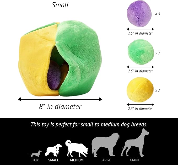Midlee Hide a Ball Puzzle Dog Toy with 10 Plush Squeaker Balls (Small)