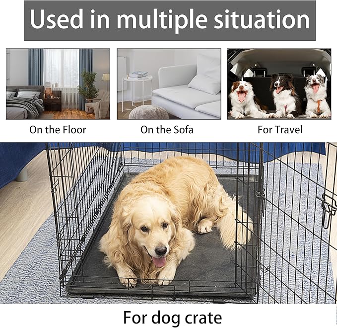 KHONSU PET Dog Bed Mat for Crate 1.1in Slim Cooling Pad Reversible Flannel & Waterproof Canva for Small Dogs up to 25 lbs,Fits 24"x18" Crate