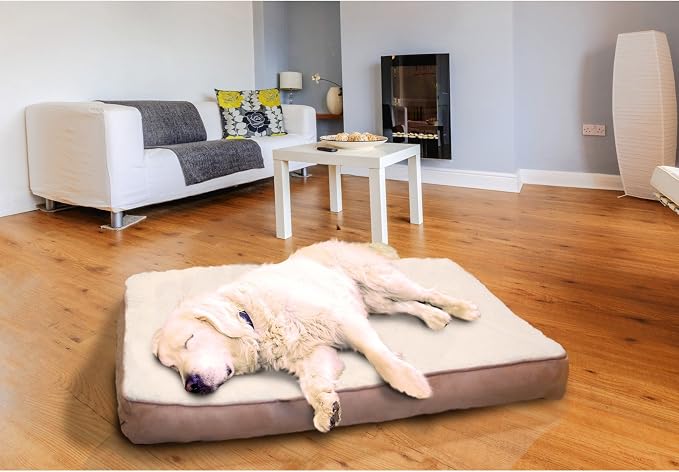 Furhaven Memory Foam Dog Bed for Large/Medium Dogs w/ Removable Washable Cover, For Dogs Up to 55 lbs - Sherpa & Suede Mattress - Espresso, Large