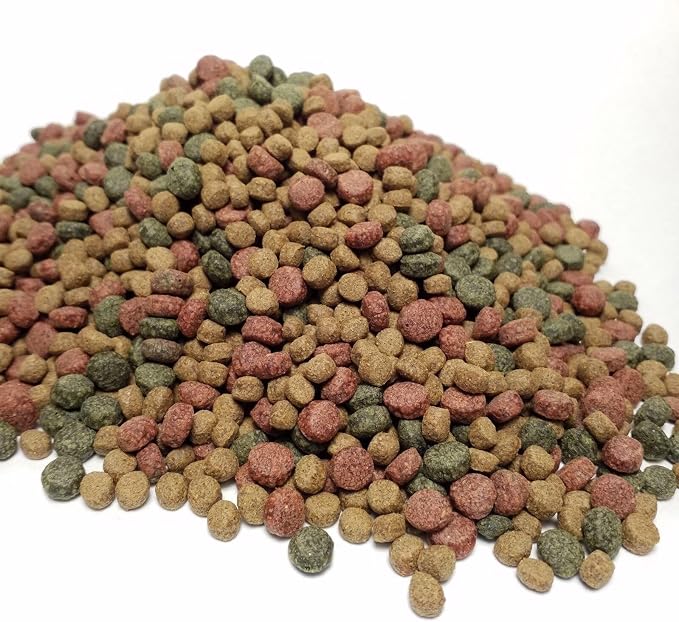 3-Type Mix of 6mm - 1/4" Green GRO, Color Red Enhancing & Wheat Germ Floating Pellets for Koi & Pond Fish KGM-550-20-lbs