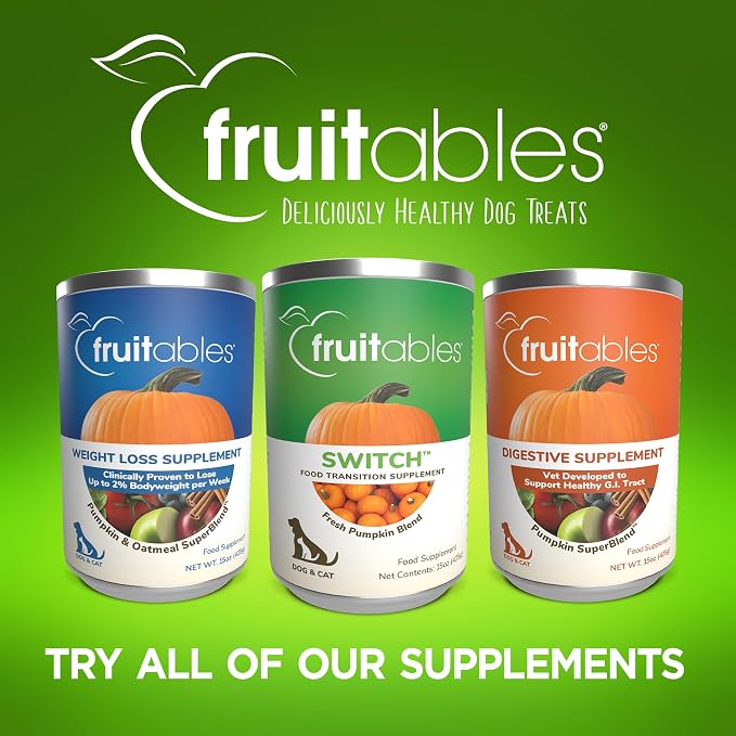 Fruitables Switch Fresh Pumpkin Blend Fiber Supplement for Cats & Dogs, 15 oz Cans Pack of 4 | Pumpkin Meal Topper for Food Transitions and Everyday Digestive Routine Support