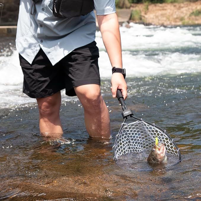 SF Fly Fishing Landing Net Soft Rubber Mesh Trout Net Catch and Release Net