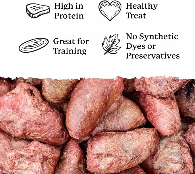 Dr. Harvey's Freeze-Dried Chicken Hearts - Training Dog Treats, Single Ingredient, All-Natural USA Sourced Protein, Allergen-Free - 7 Ounces (Pack of 1)